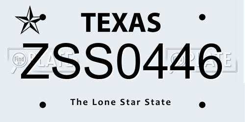 ZSS0446 Texas License Plate