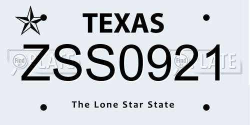 ZSS0921 Texas License Plate