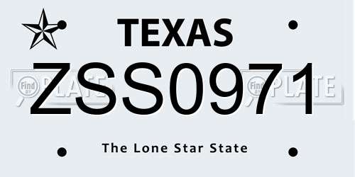 ZSS0971 Texas License Plate
