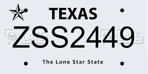 ZSS2449 Texas License Plate