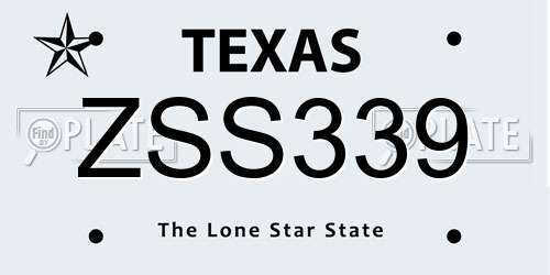 ZSS339 Texas License Plate