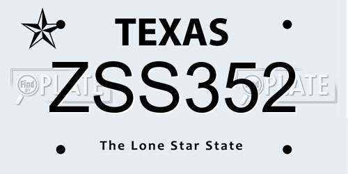ZSS352 Texas License Plate