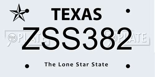 ZSS382 Texas License Plate