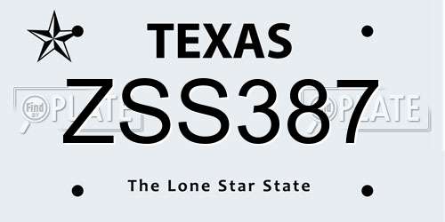 ZSS387 Texas License Plate