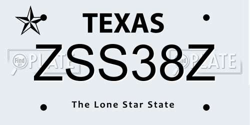 ZSS38Z Texas License Plate