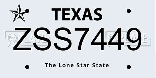 ZSS7449 Texas License Plate
