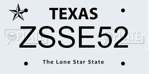 ZSSE52 Texas License Plate