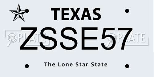 ZSSE57 Texas License Plate