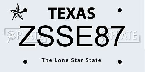 ZSSE87 Texas License Plate