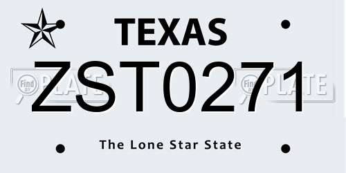 ZST0271 Texas License Plate