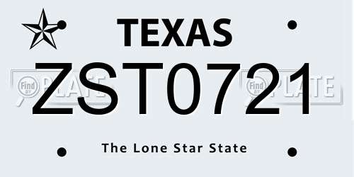 ZST0721 Texas License Plate