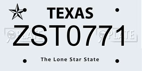 ZST0771 Texas License Plate