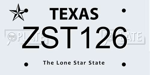 ZST126 Texas License Plate