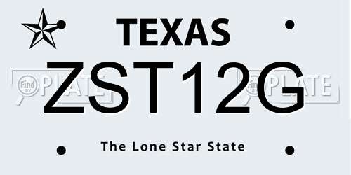 ZST12G Texas License Plate