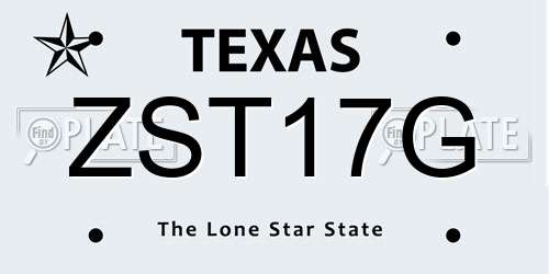 ZST17G Texas License Plate