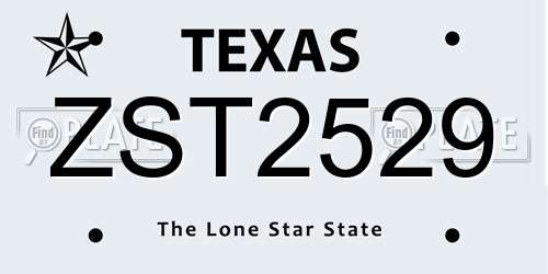ZST2529 Texas License Plate