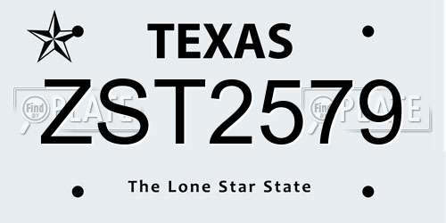ZST2579 Texas License Plate
