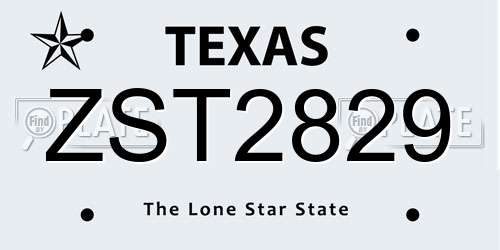 ZST2829 Texas License Plate