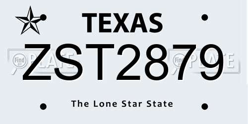ZST2879 Texas License Plate