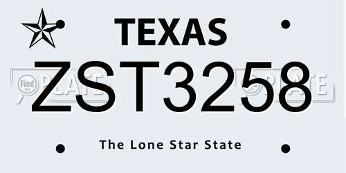 ZST3258 Texas License Plate
