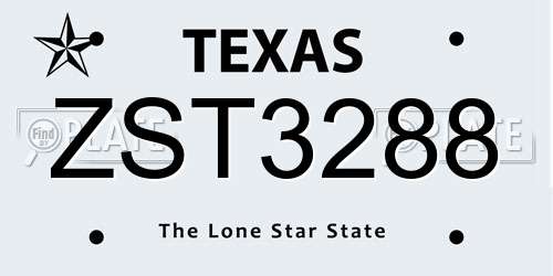 ZST3288 Texas License Plate