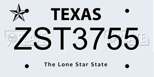ZST3755 Texas License Plate