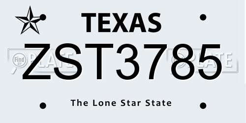 ZST3785 Texas License Plate