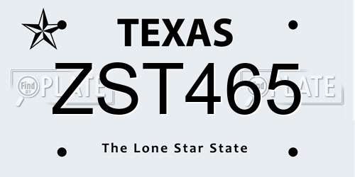 ZST465 Texas License Plate