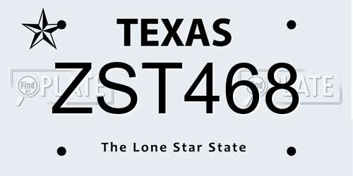 ZST468 Texas License Plate
