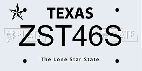 ZST46S Texas License Plate