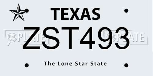 ZST493 Texas License Plate