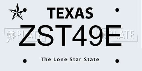 ZST49E Texas License Plate
