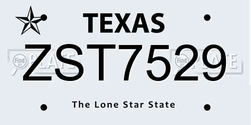 ZST7529 Texas License Plate