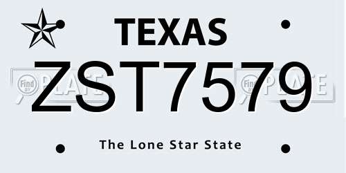 ZST7579 Texas License Plate