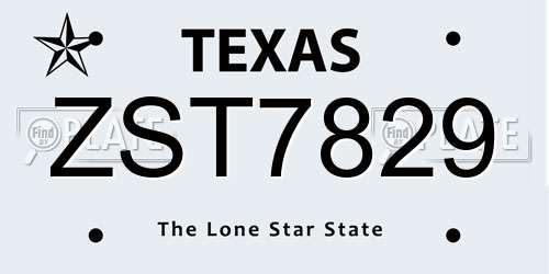 ZST7829 Texas License Plate