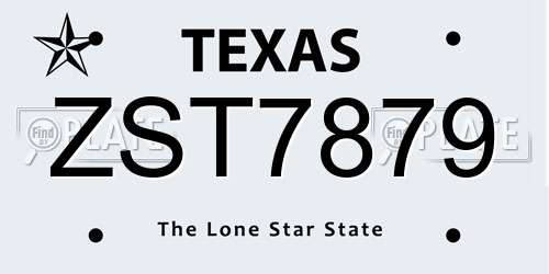ZST7879 Texas License Plate