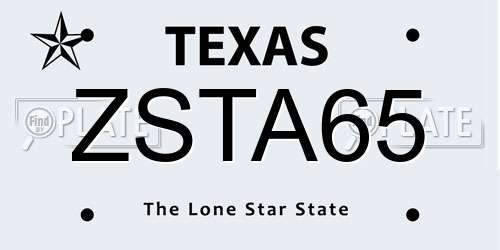 ZSTA65 Texas License Plate