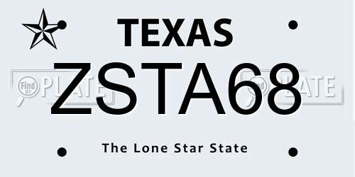 ZSTA68 Texas License Plate