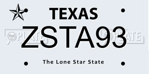 ZSTA93 Texas License Plate