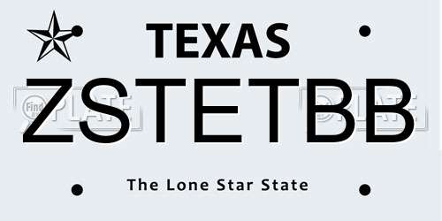 ZSTETBB Texas License Plate