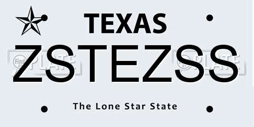 ZSTEZSS Texas License Plate