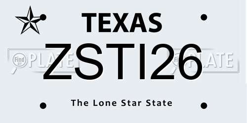 ZSTI26 Texas License Plate