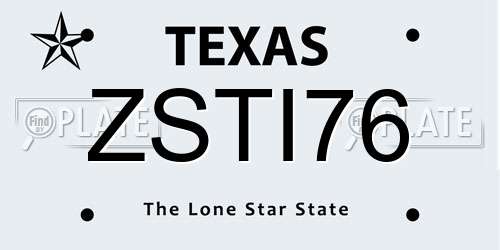 ZSTI76 Texas License Plate