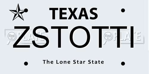 ZSTOTTI Texas License Plate