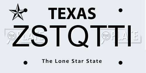 ZSTQTTI Texas License Plate