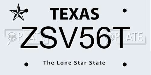 ZSV56T Texas License Plate