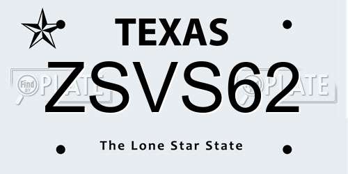 ZSVS62 Texas License Plate