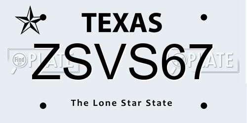 ZSVS67 Texas License Plate