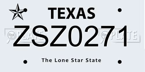 ZSZ0271 Texas License Plate