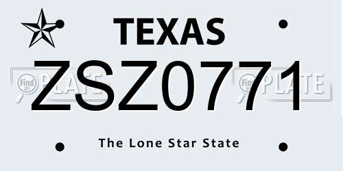 ZSZ0771 Texas License Plate